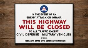 Omaha Nebraska State Civil Defense Enemy Attack Highway Sign Military Army